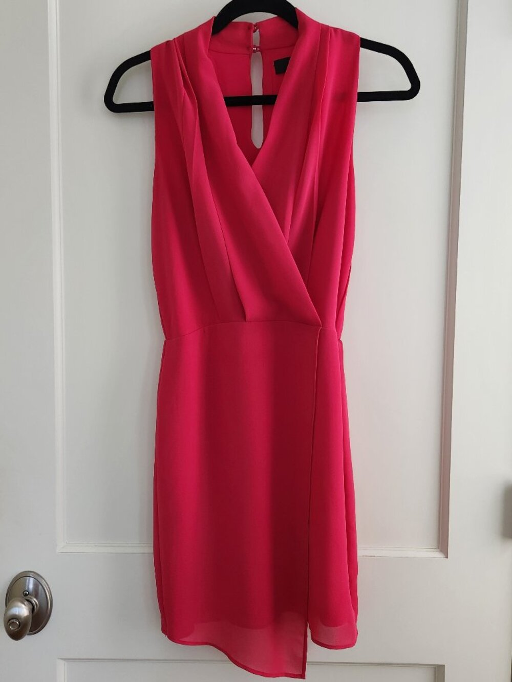 Adelyn Rae Pink Chiffon Cocktail Dress XS Faux Wrap Sleeveless Wedding Guest